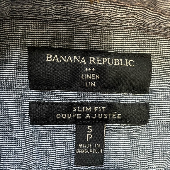 Grey Banana Republic Linen Button Up Polo Shirt (S) - Picture 7 of 8